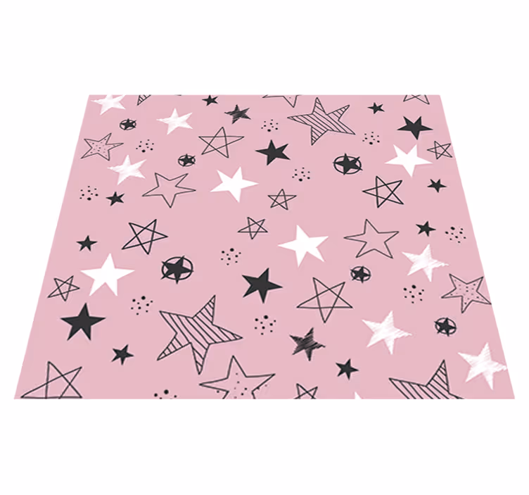 Vinyl tapijt sterren roze en zwart patroon - TenStickers
