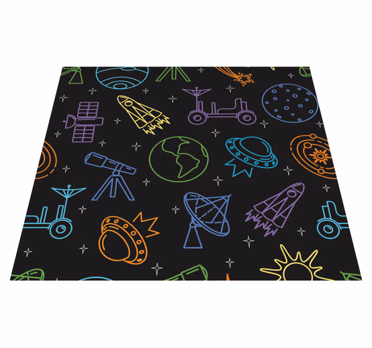 Vinyl tapijt sterren met ruimte-iconen - TenStickers