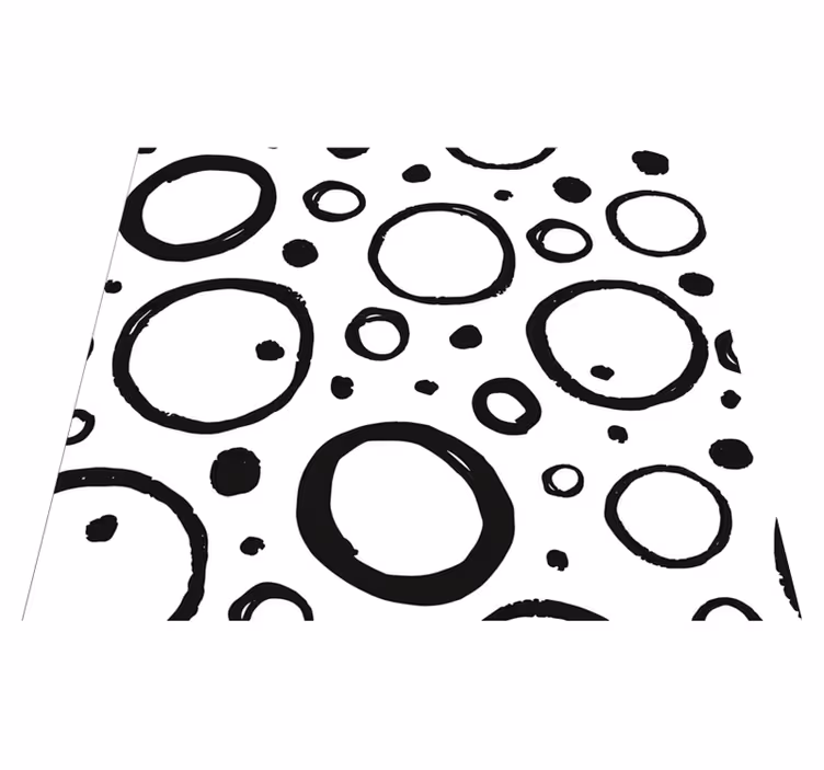Vinyl tapijt geometrisch rond ontwerp zwart wit - TenStickers