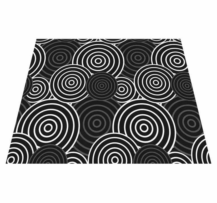 Vinyl tapijt geometrisch zwart cirkel met achtergrond - TenStickers
