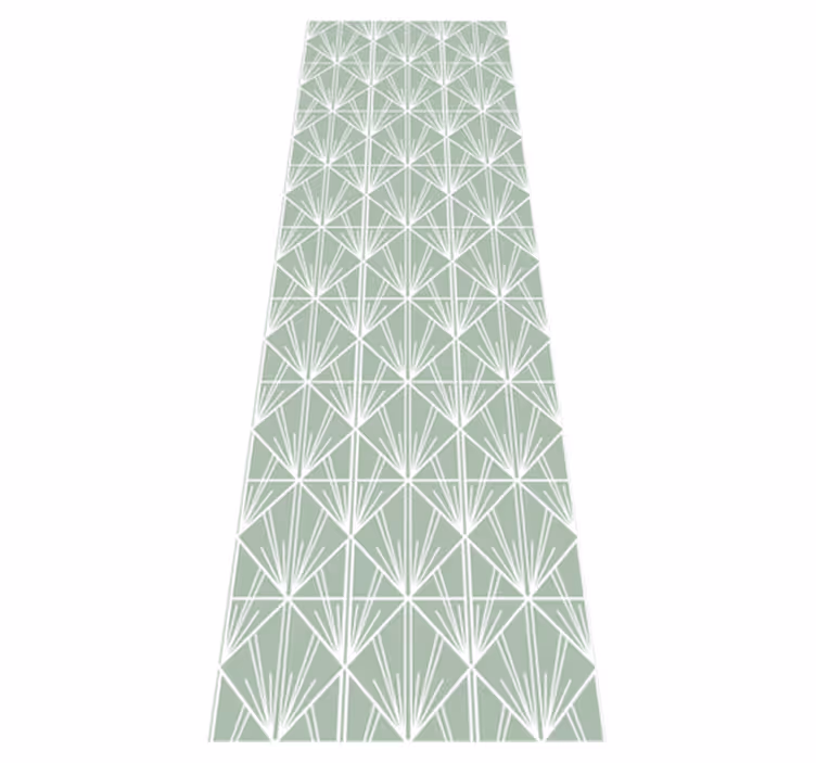 Vinyl tapijt geometrisch moderne kunst groen en wit patroon - TenStickers