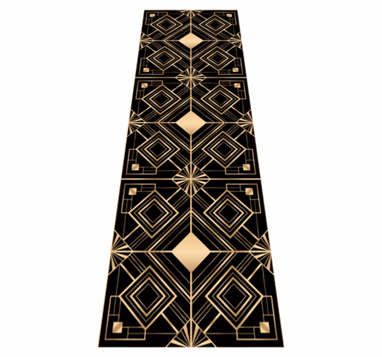 Vinyl tapijt geometrisch modern kunst zwart en goud - TenStickers