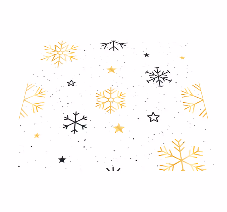 Vinyl tapijt kerstmis zwarte en gouden sneeuwvlokken - TenStickers