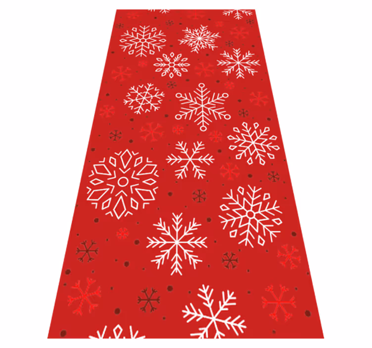 Vinyl tapijt kerstmis sneeuwvlokken op rode achtergrond - TenStickers