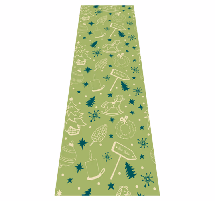 Vinyl tapijt kerstmis groene achtergrond met kerst elementen - TenStickers