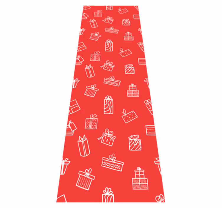 Vinyl tapijt kerstmis witte cadeaus rode achtergrond - TenStickers