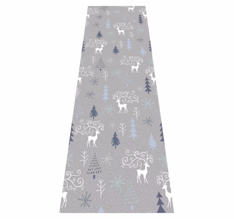 Vinyl tapijt kerstmis patroon van witte rendieren en bomen - TenStickers