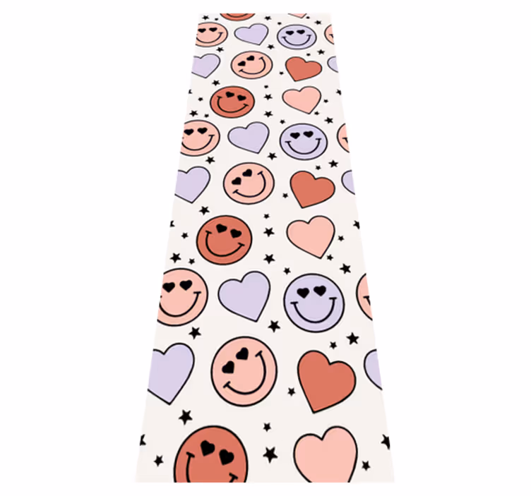 Vinyl tapijt slaapkamer met liefde en hartjes smileys - TenStickers
