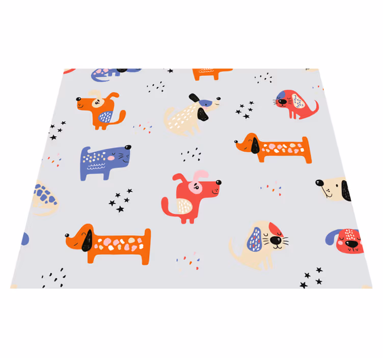 Vinyl tapijt slaapkamer geïllustreerde honden - TenStickers