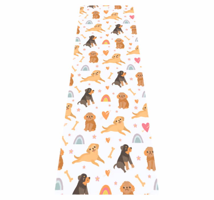 Vinyl tapijt slaapkamer schattige hond en regenboog patroon - TenStickers