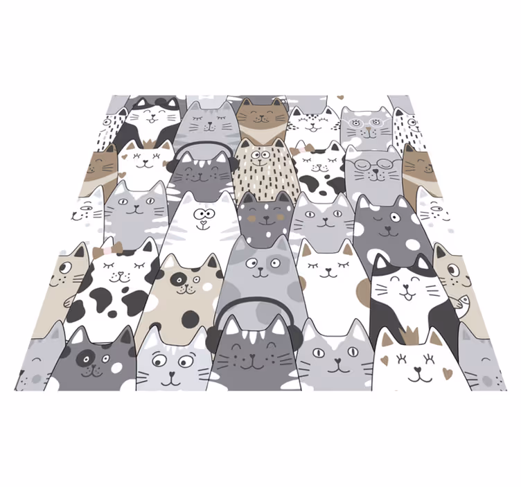 Vinyl tapijt slaapkamer cartoon katten - TenStickers