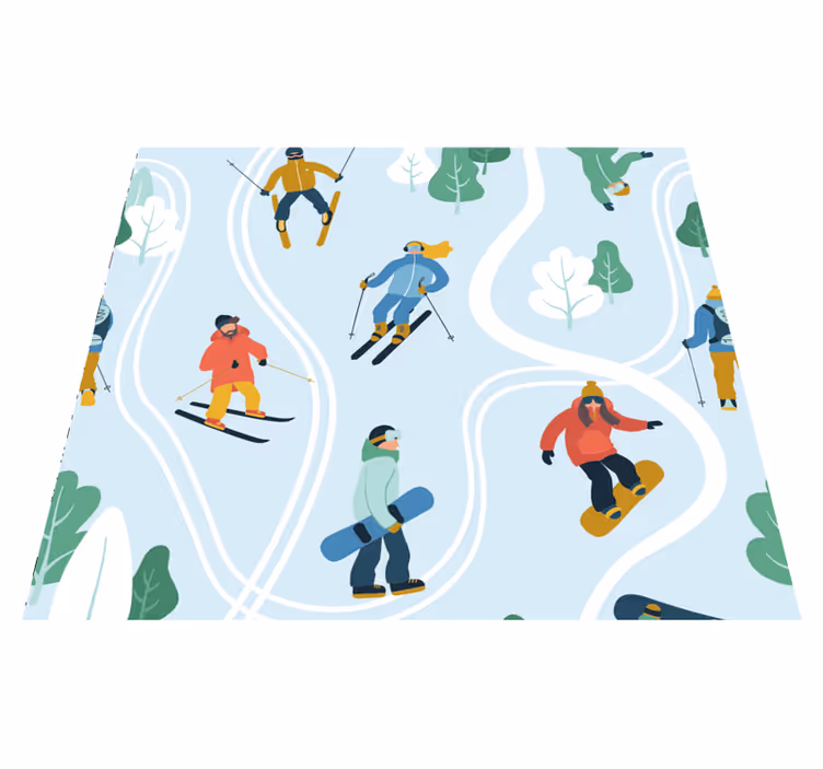Vinyl tapijt slaapkamer blauw ski ontwerp - TenStickers