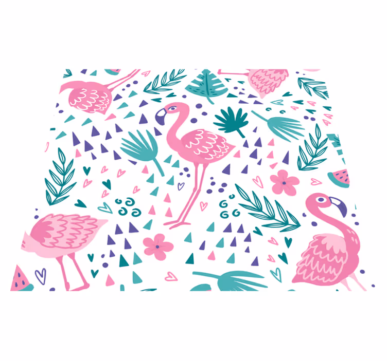 Vinyl tapijt slaapkamer met flamingo patroon - TenStickers
