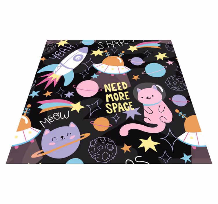 Vinyl tapijt meer kinderen katten in de ruimte - TenStickers