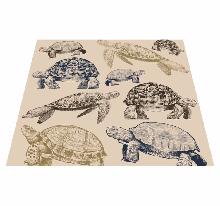 Vinyl tapijt slaapkamer schildpadden beige achtergrond - TenStickers