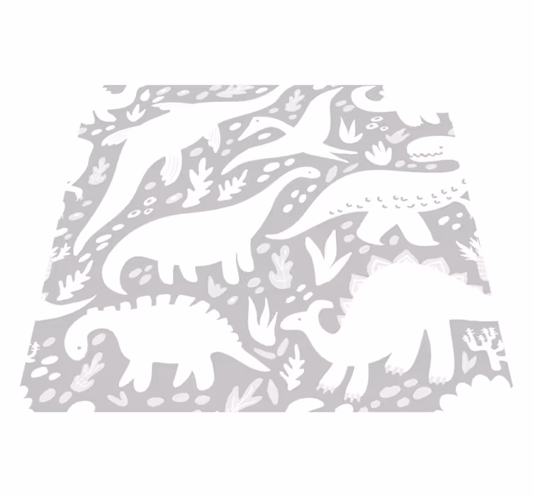 Vinyl tapijt slaapkamer met witte dinosaurussen patroon - TenStickers