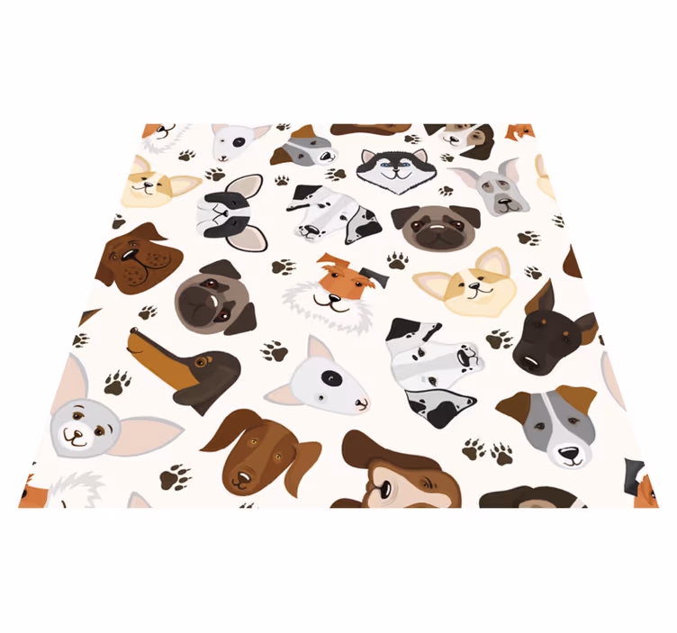 Vinyl tapijt slaapkamer schattig puppy en hond patroon - TenStickers