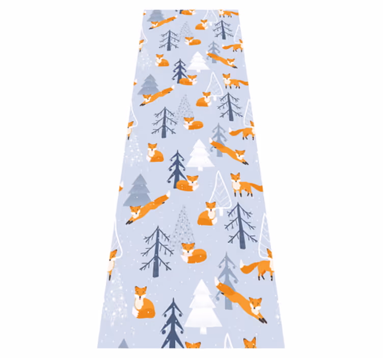 Vinyl tapijt slaapkamer schattig vos winterbos patroon - TenStickers
