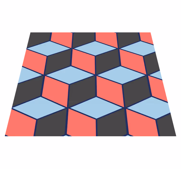 Vinyl tapijt slaapkamer geometrische vierkanten 3d - TenStickers