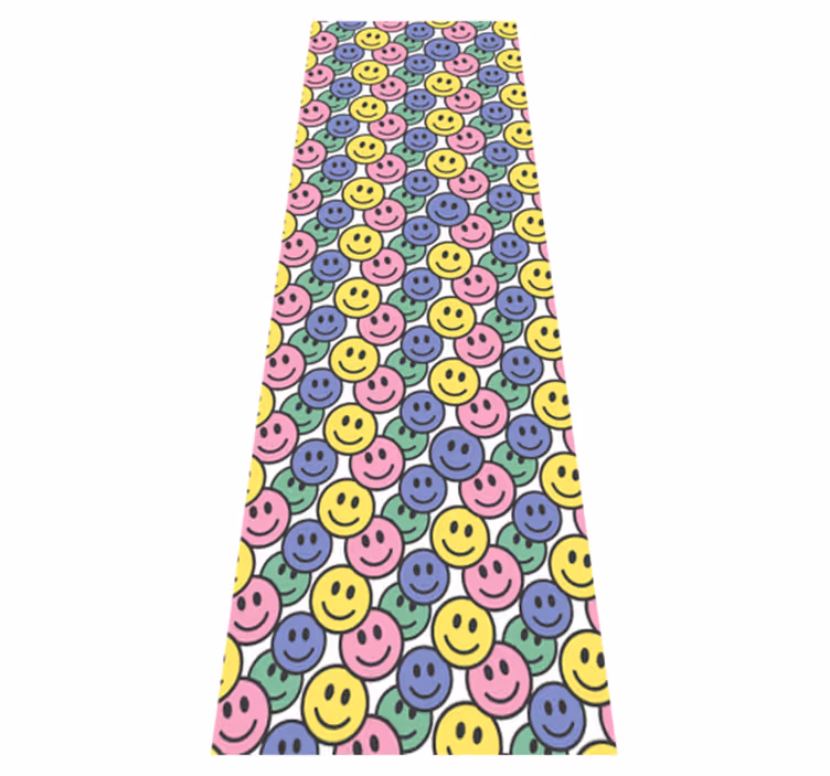Vinyl tapijt slaapkamer kleurrijke pastel smiley gezichten - TenStickers
