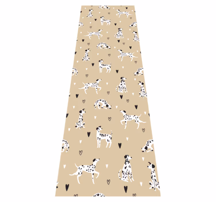 Vinyl tapijt slaapkamer beige getekende hondenpatroon - TenStickers