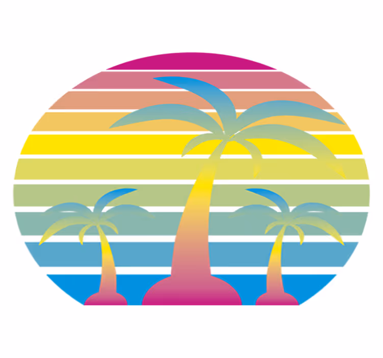 Vinyl tapijt natuur 80's vintage zonsondergang - TenStickers