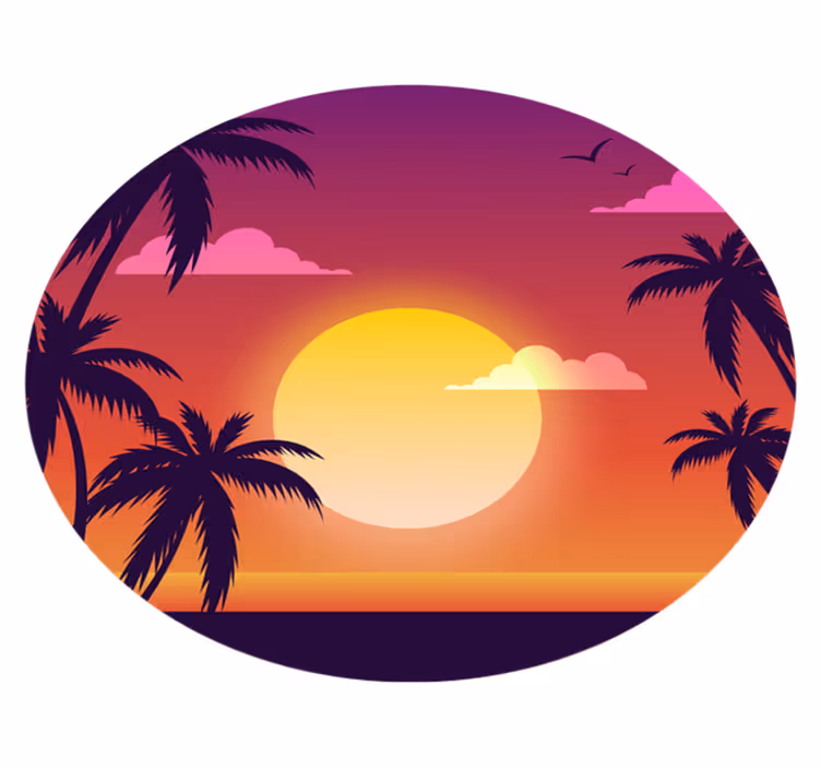 Vinyl tapijt natuur 70's zonsondergang - TenStickers