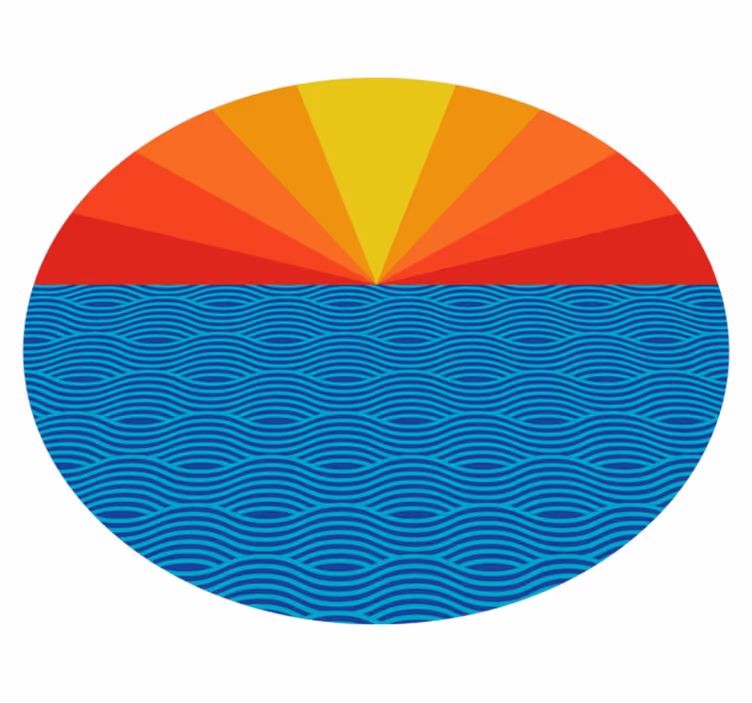 Vinyl tapijt natuur retro zee zonsondergang - TenStickers