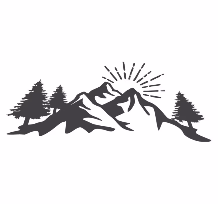 Vinyl tapijt natuur zon bergsilhouet - TenStickers