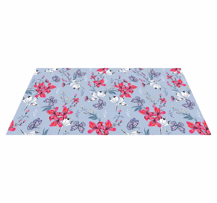 Vinyl tapijt natuur bloemen vlinders patroon - TenStickers