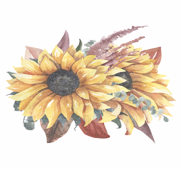 Vinyl tapijt natuur zonnebloem bloemenarrangement - TenStickers