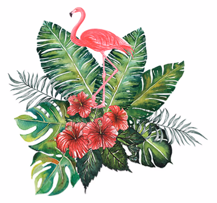 Vinyl tapijt bloemen en planten big tropical flamingo - TenStickers