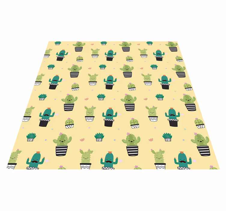 Vinyl tapijt bloemen en planten cactus patroon - TenStickers