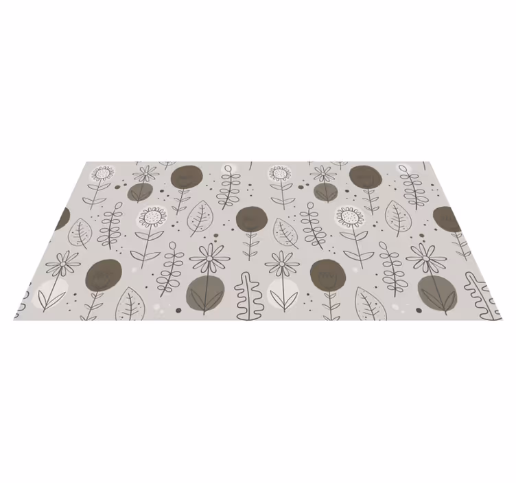 Vinyl tapijt bloemen en planten natuurlijke kleuren patroon - TenStickers