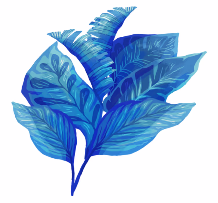 Vinyl tapijt bloemen en planten blauwe bladeren arrangement - TenStickers