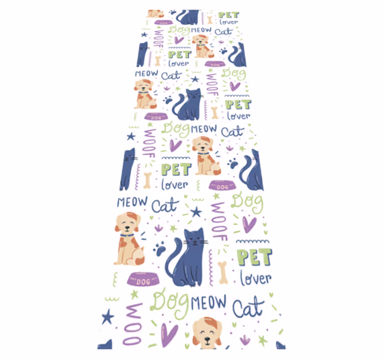 Vinyl tapijt slaapkamer kleurrijke doodle met honden - TenStickers
