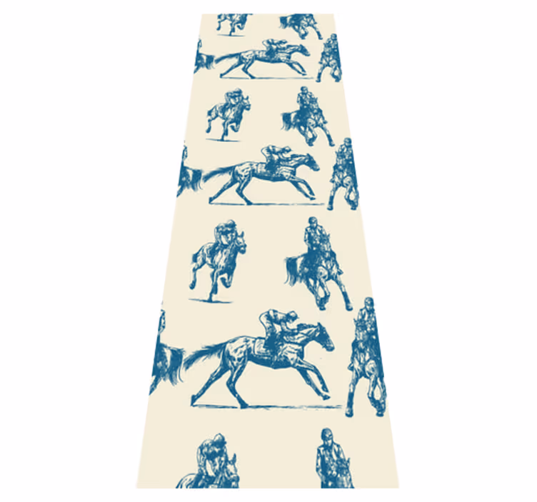 Vinyl tapijt slaapkamer blauw en beige paardenpatroon - TenStickers