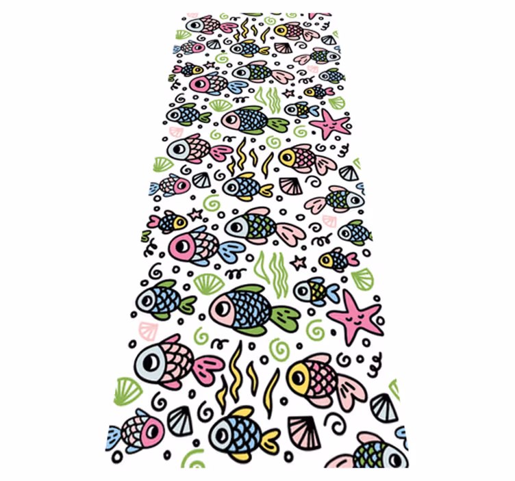 Vinyl tapijt slaapkamer met multicolor vispatroon - TenStickers