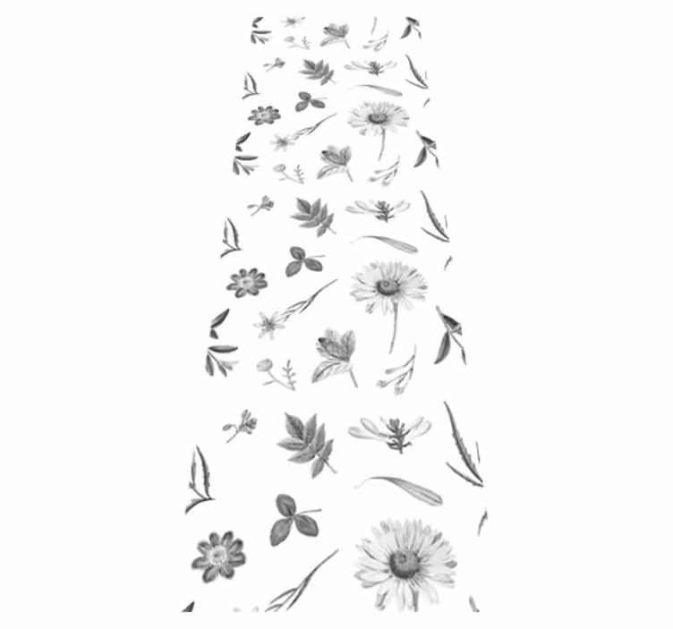Vinyl tapijt slaapkamer grijze lentebloemen - TenStickers
