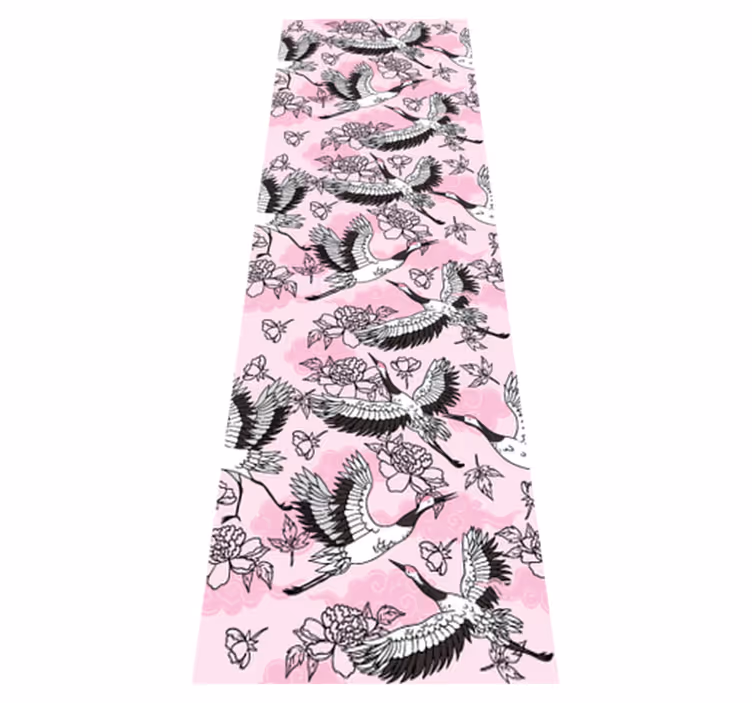 Vinyl tapijt slaapkamer modern roze patroon met vogels - TenStickers