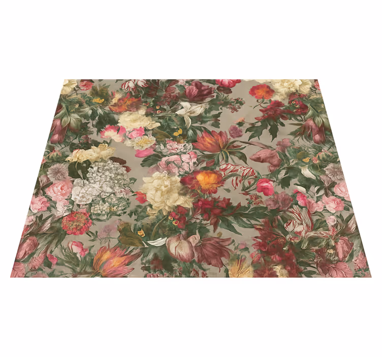 Vinyl tapijt slaapkamer vintage bloemen - TenStickers