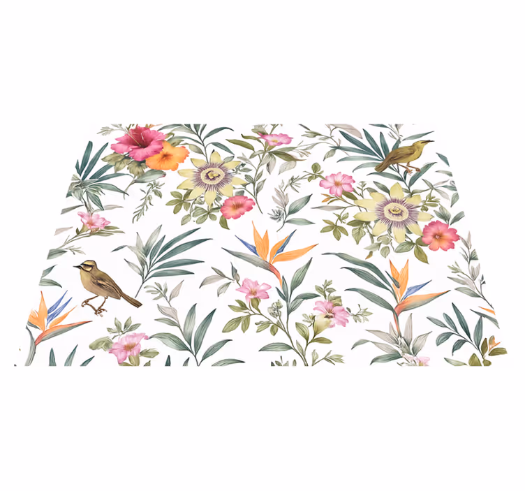 Vinyl tapijt slaapkamer bloemenpatroon blauw - TenStickers