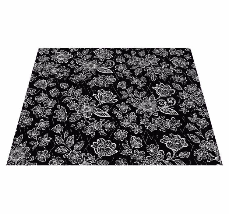 Vinyl tapijt slaapkamer donker bloemdessin - TenStickers