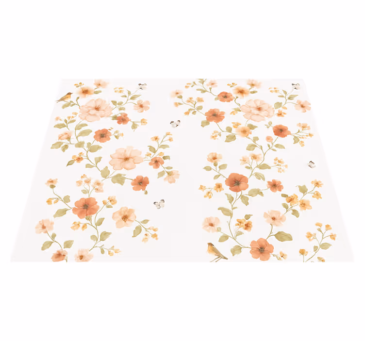 Vinyl tapijt slaapkamer eenvoudige witte kleine bloemen - TenStickers