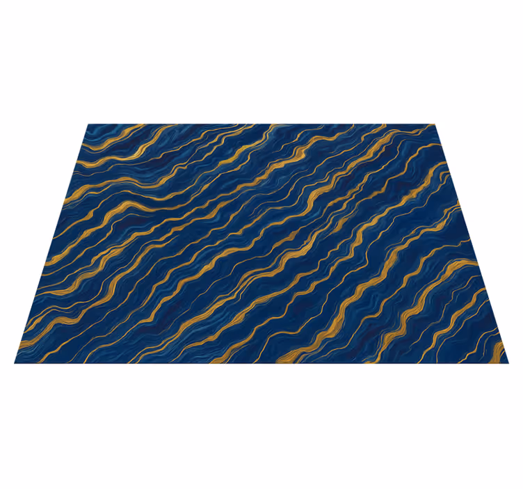 Vinyl tapijt slaapkamer blauw en goud marmer effect - TenStickers