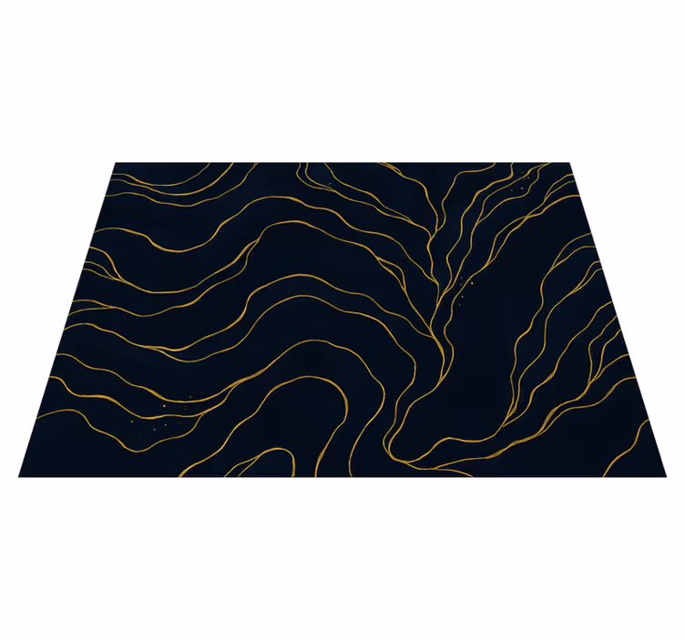 Vinyl tapijt slaapkamer donkerblauw en gouden marmer - TenStickers