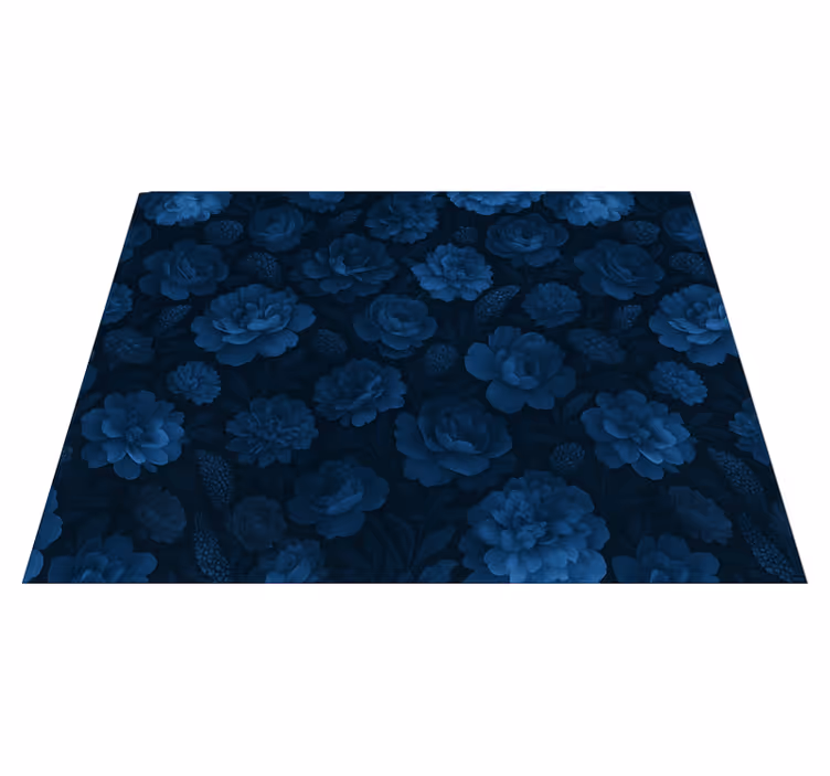 Vinyl tapijt slaapkamer donkerblauw mysterieus bloemmotief - TenStickers