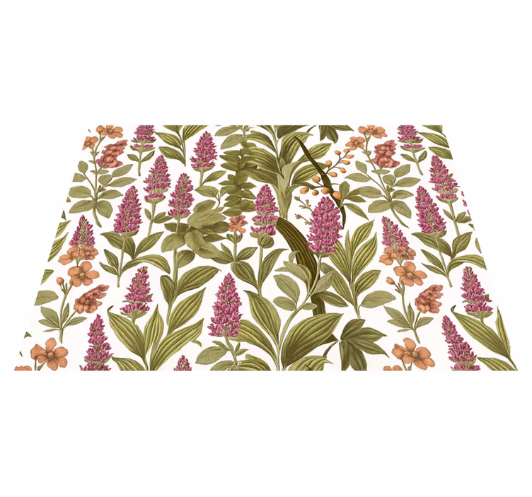Vinyl tapijt slaapkamer kleurrijk botanisch patroon - TenStickers