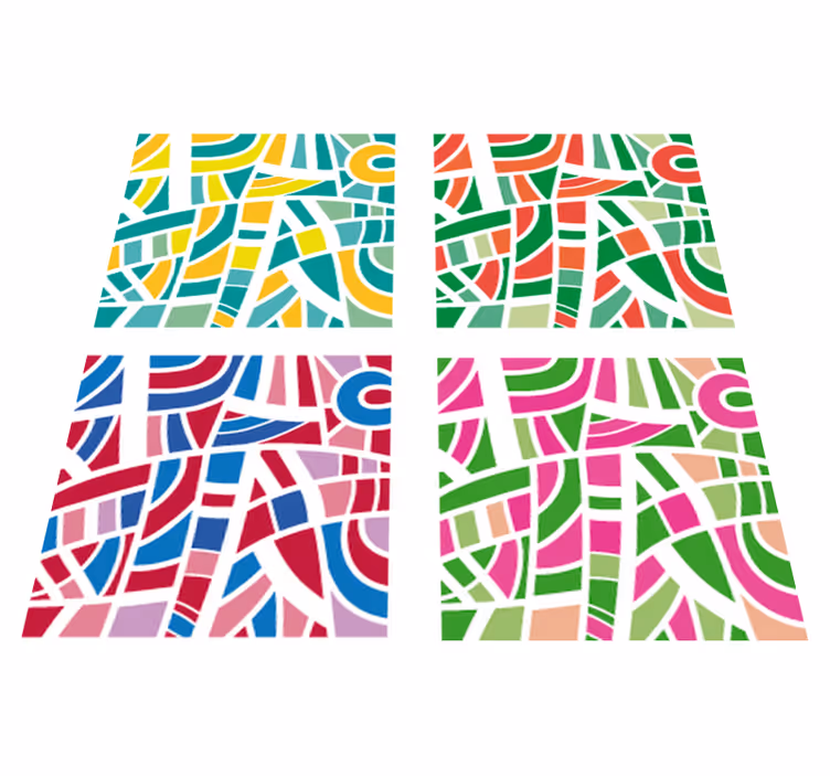 Vinyl tapijt geometrisch multicolor tegels - TenStickers