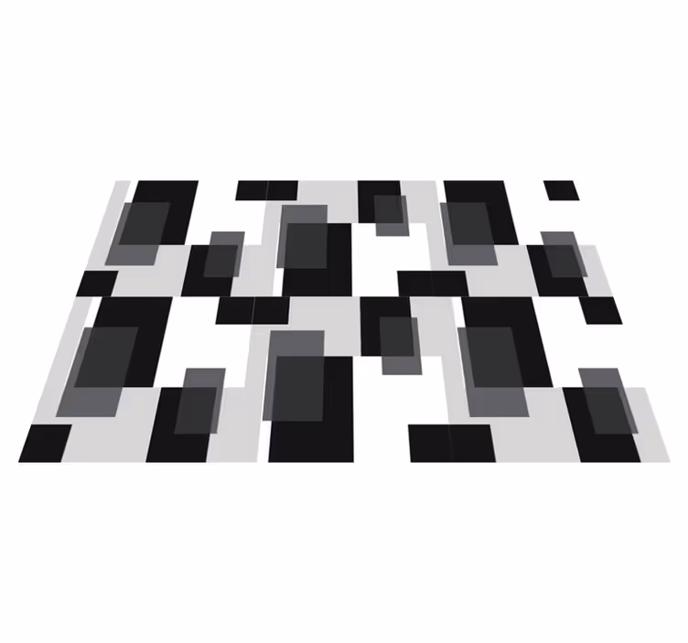 Vinyl tapijt geometrisch zwart-witte kleurvlakken - TenStickers